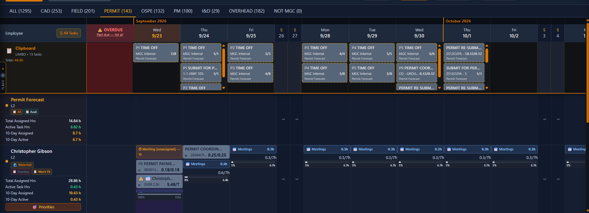 Project Execution application screenshot