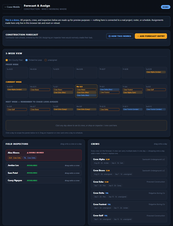 Inspection & Monitoring application screenshot